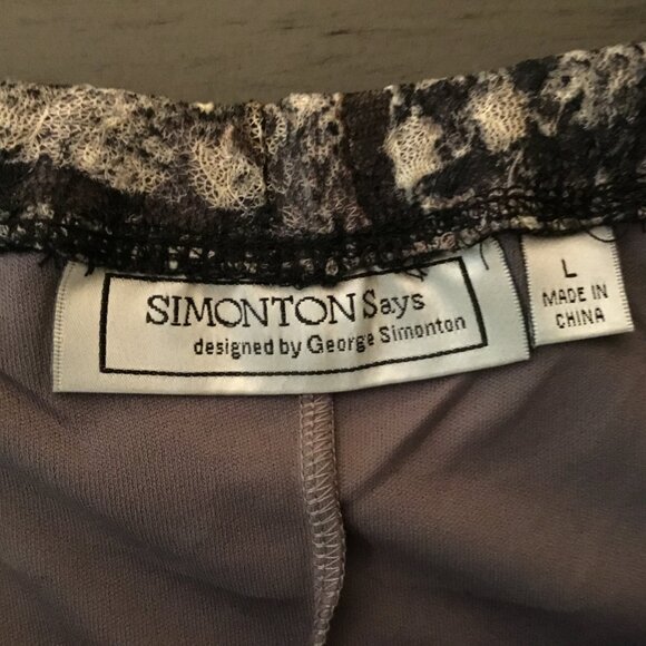 NWOT Simonton Says A-Line Midi Skirt Rustic Abstract Print Brown Black L - Picture 6 of 10